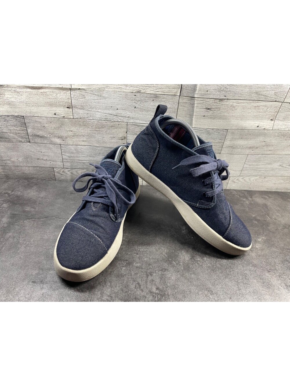 BOBS for Skechers Sneakers Women 8.5M Shoes Blue Canvas Lace Up Mid Top Comfort